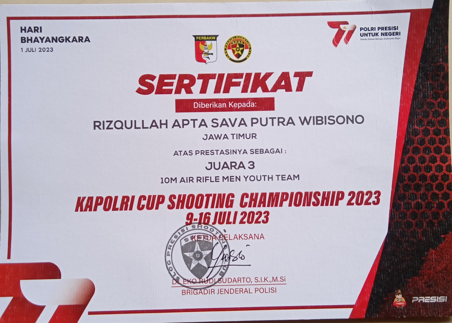 KAPOLRI CUP SHOOTING CHAMPIONSHIP 2023 (10M AIR RIFLE MEN YOUTH TEAM)