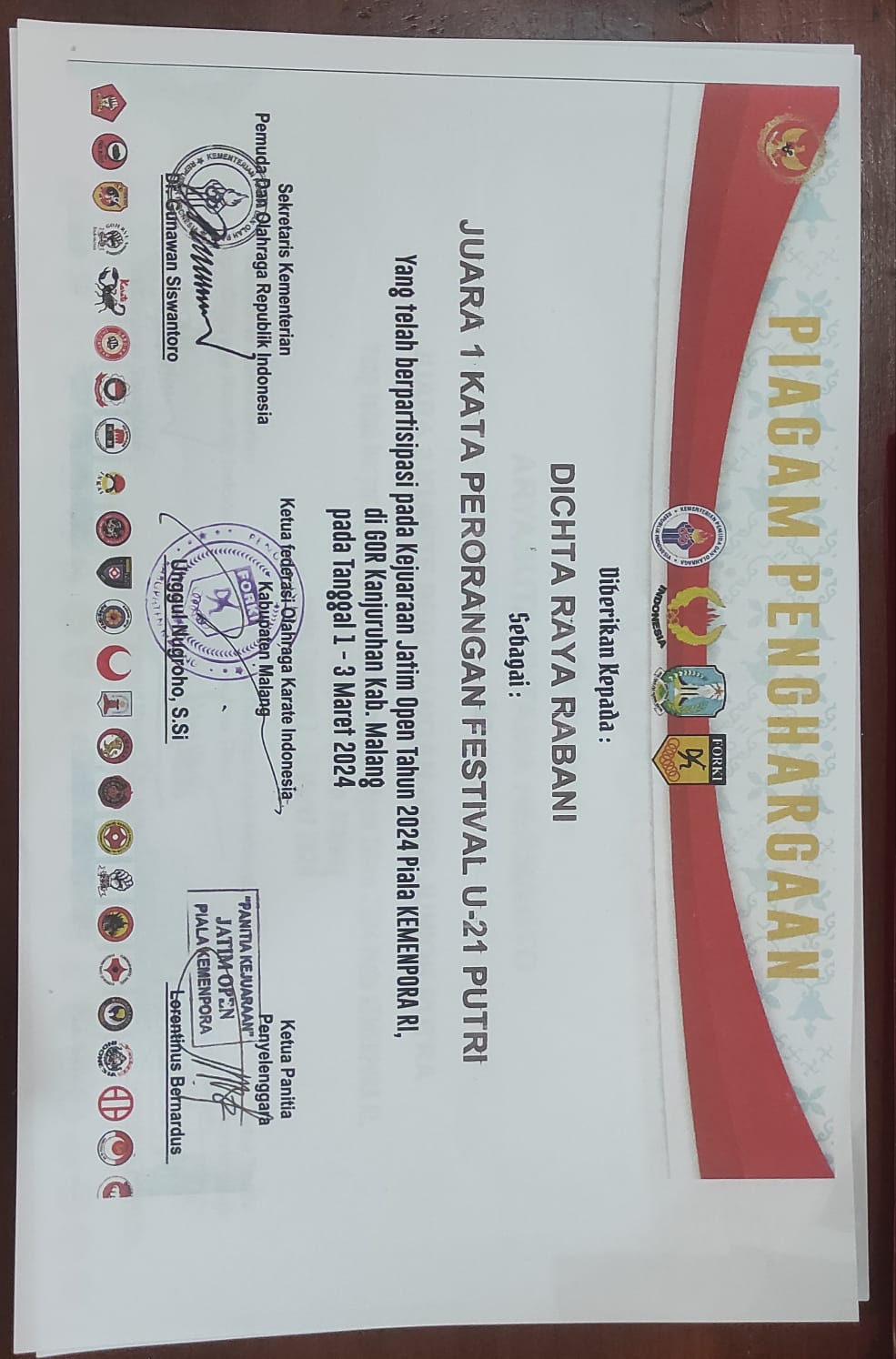 KEJUARAAN JATIM OPEN TAHUN 2024 PIALA KEMENPORA 2024