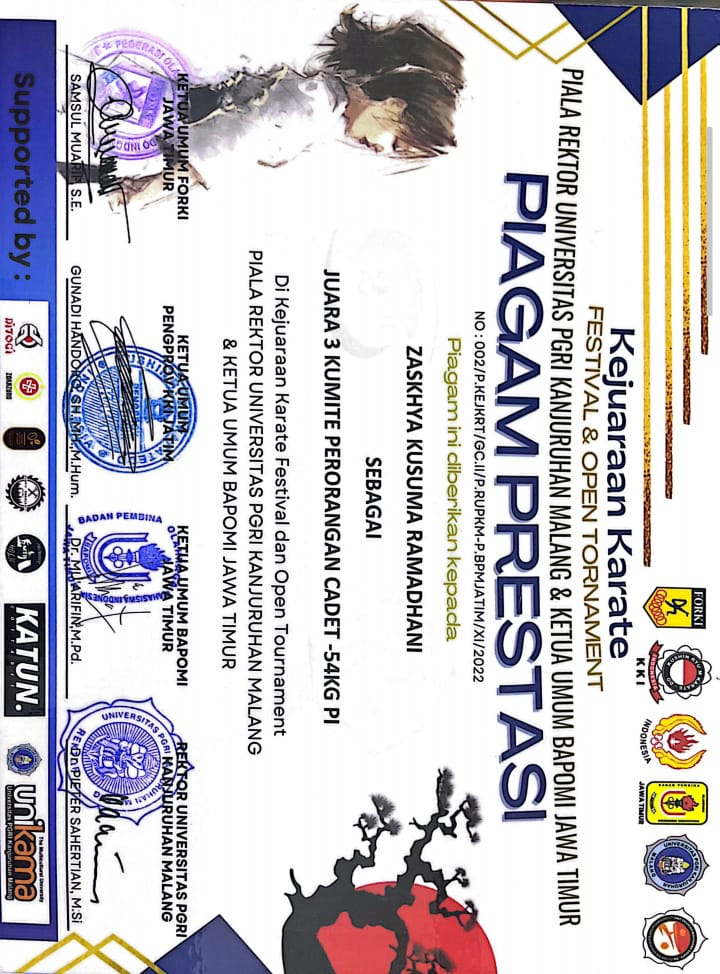 KEJUARAAN KARATE FESTIVAL & OPEN TOURNAMENT PIALA REKTOR UNIVERSITAS PGRI KANJURUHAN MALANG