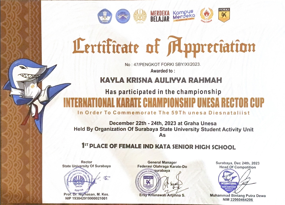 INTERNATIONAL KARATE CHAMPIONSHIP UNESA REKTOR CUP