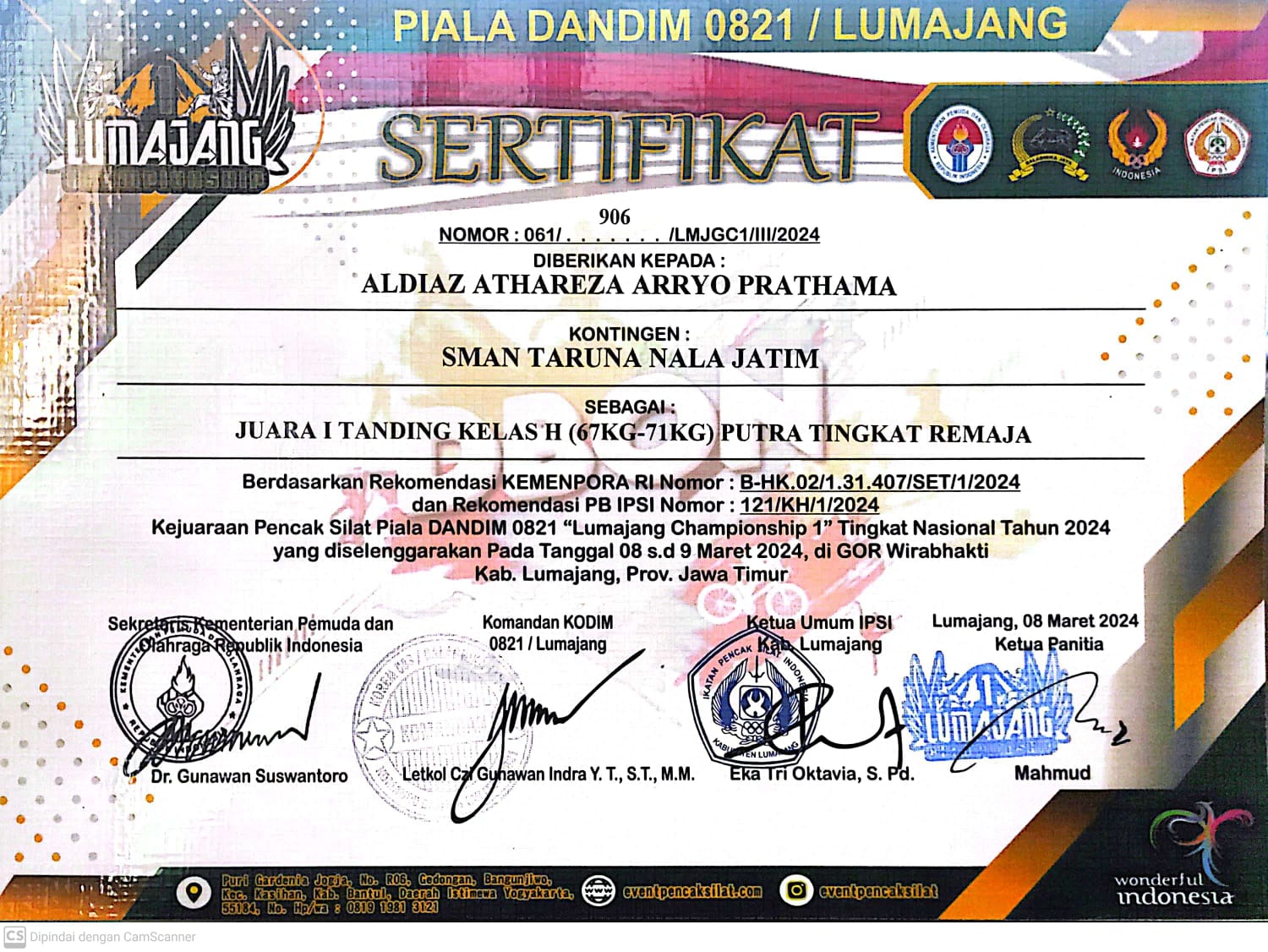 KEJUARAAN PENCAK SILAT PIALA DANDIM 0821 LUMAJANG CHAMPIONSHIP 1