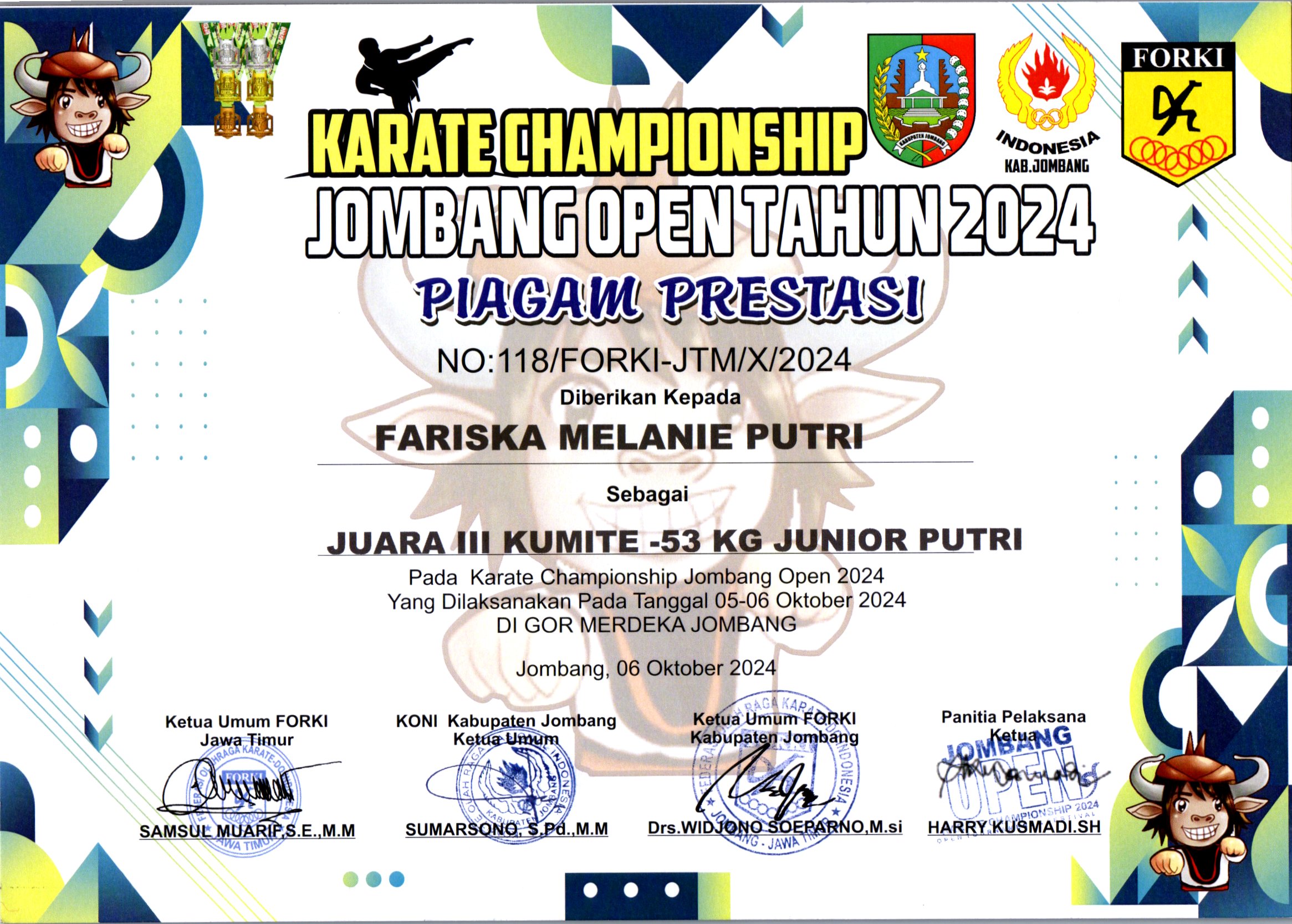 KARATE CHAMPIONSHIP JOMBANG OPEN 2024 KATEGORI KUMITE -53 KG JUNIOR PUTRI 