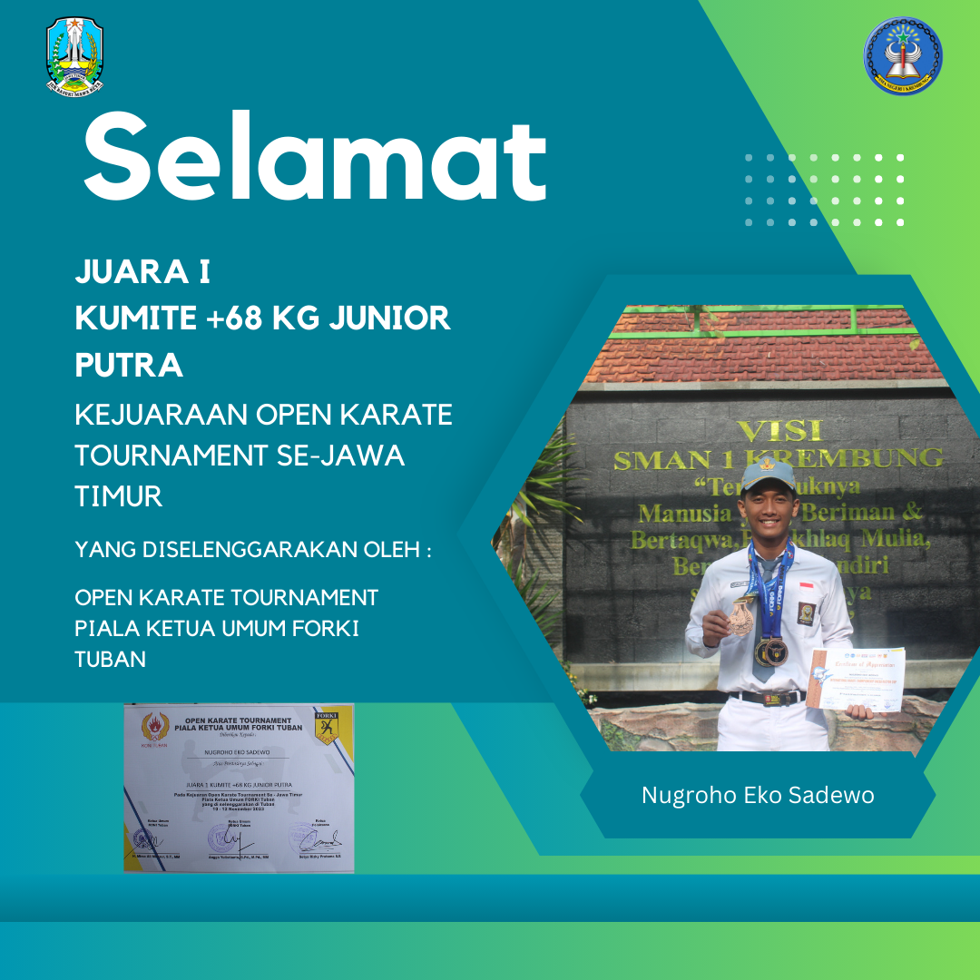 Juara I Komite +68 KG Junior Putra Kejuaraan Open Karate Tournament Se-Jawa Timur 