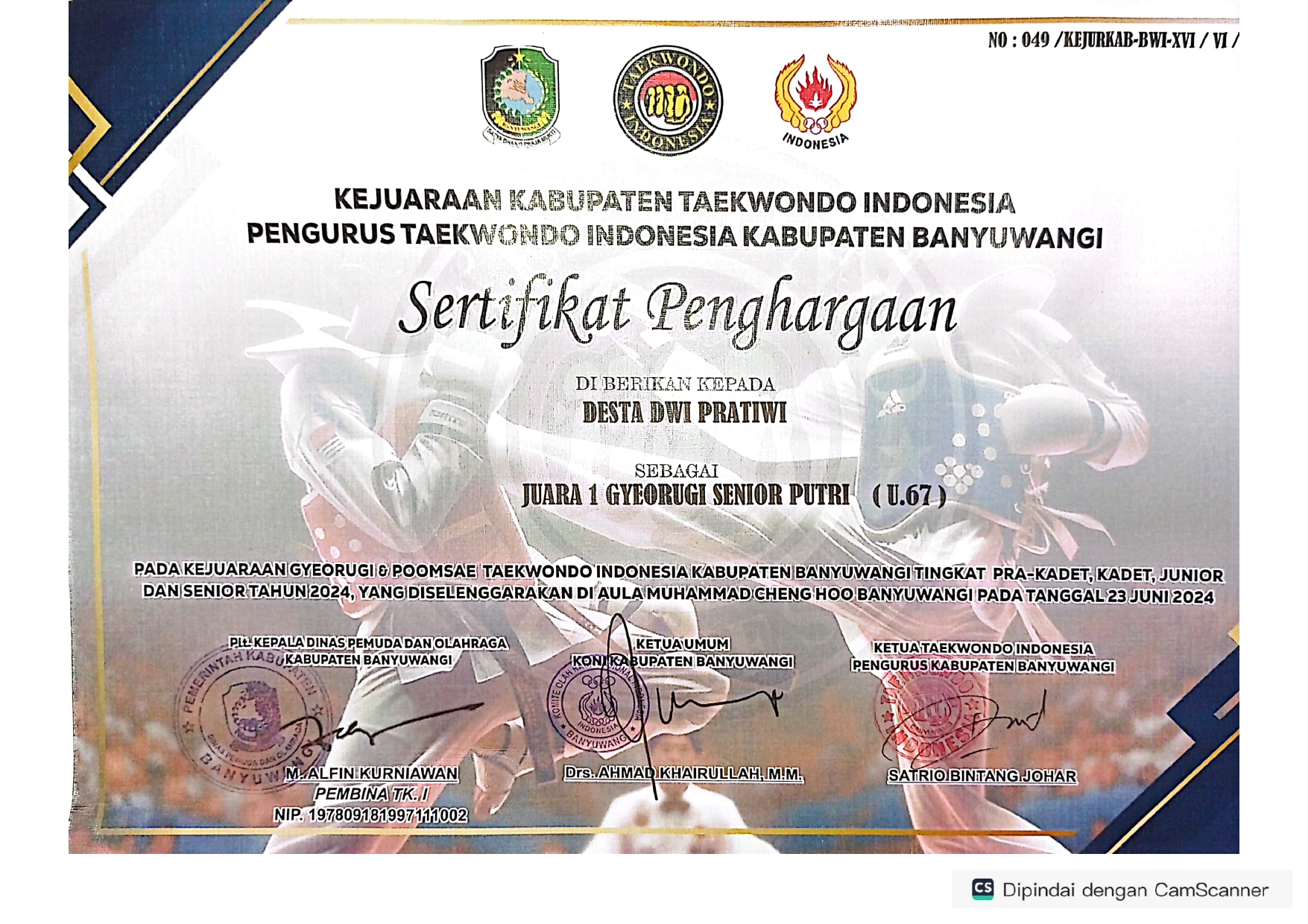 Kejuaraan Gyeorogi & Poomsae Taekwondo Indonesia Kabupaten Banyuwangi Tahun 2024