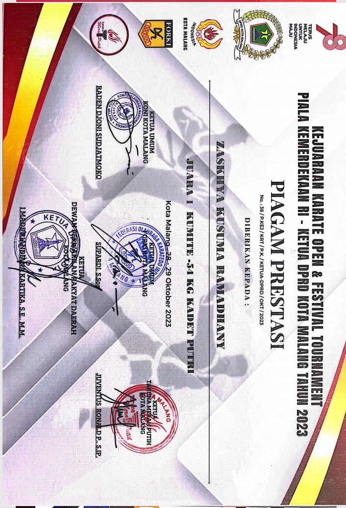 KEJUARAAN KARATE OPEN & TOURNAMENT PIALA KEMERDEKAAN RI - KETUA DPRD KOTA MALANG