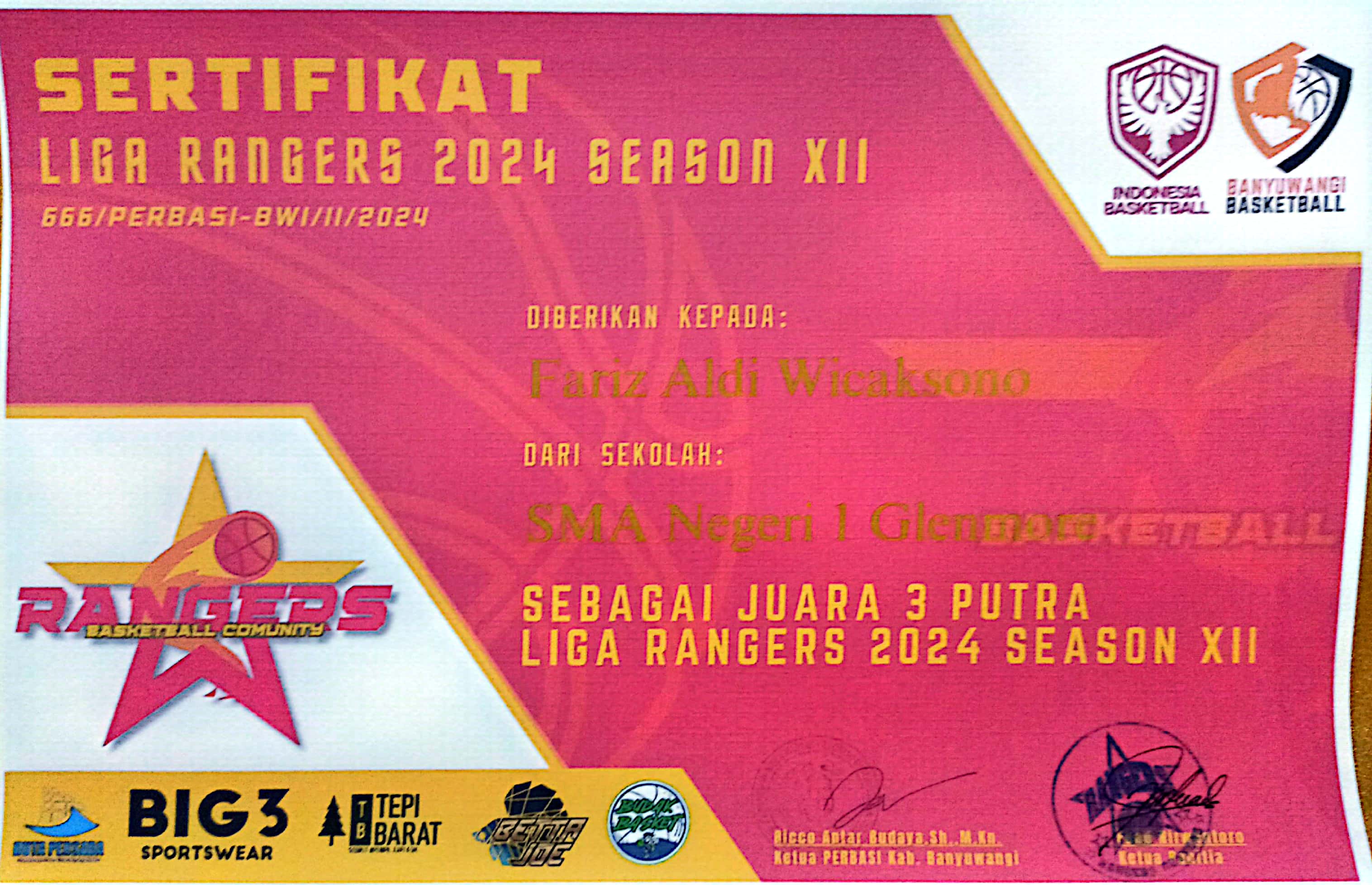 Juara tiga liga Ranger 2024 season XII