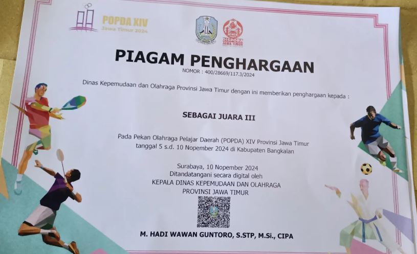 JUARA 3/MEDALI PERUNGGU CABANG OLAHRAGA BOLA BASKET POPDA PAPERDA 2024 BANGKALAN 