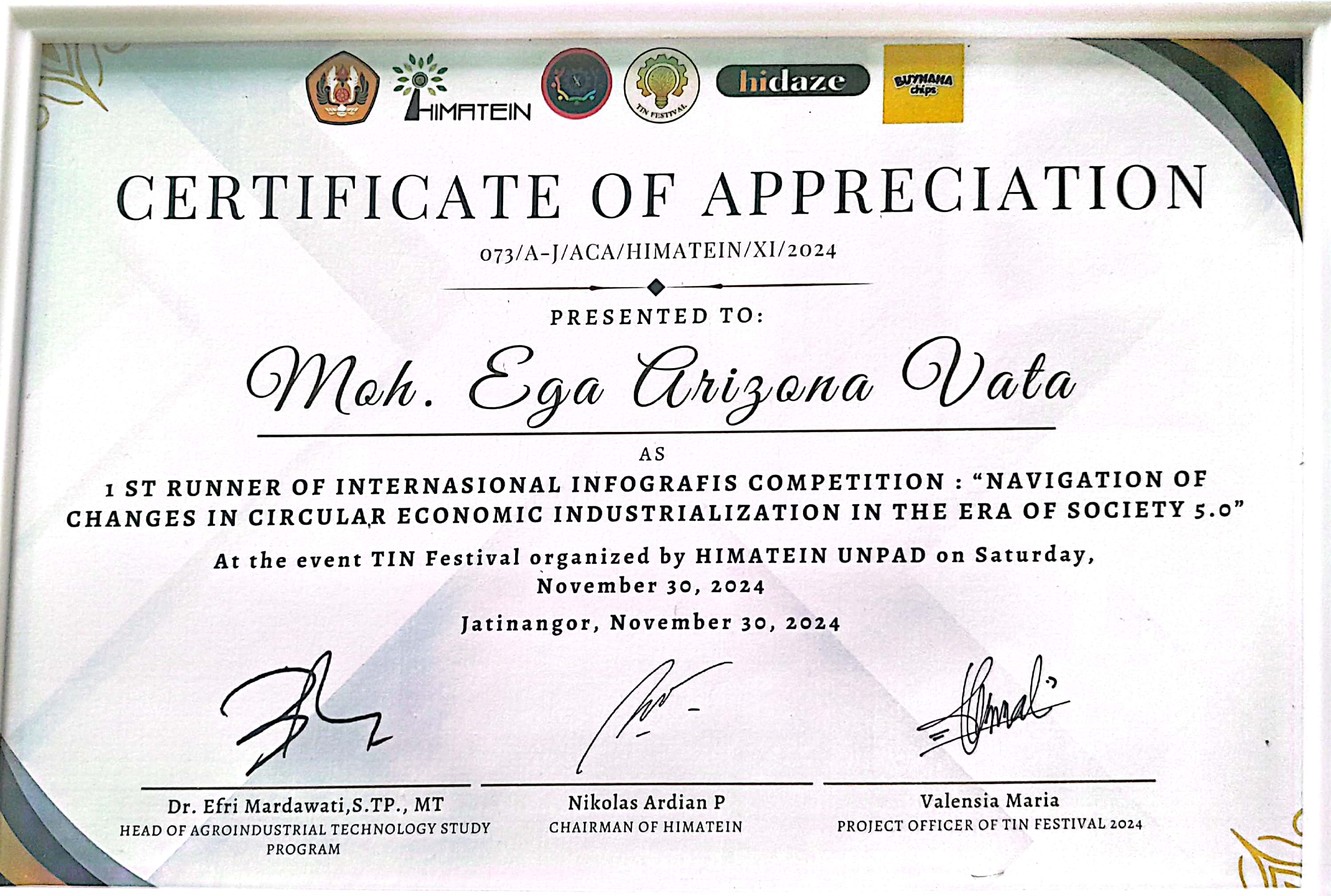 JUARA 2 INTERNASIONAL INFOGRAFIS COMPETITION TIN FESTIVAL UNIVERSITAS PADJAJARAN 