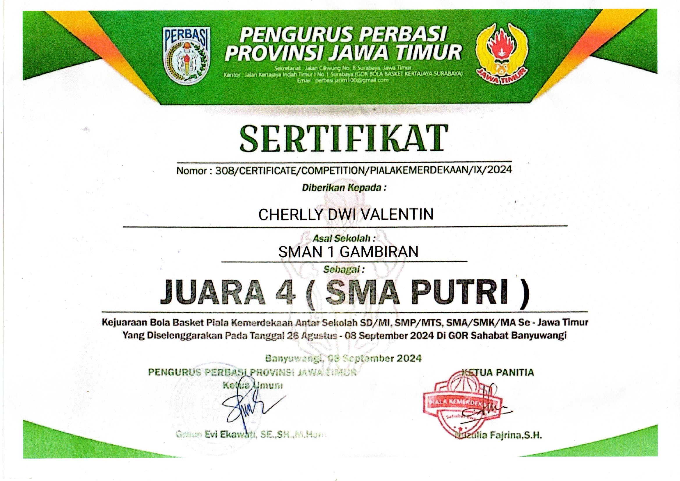 Piala Kemerdekaan Antar Sekolah Se- Jawa Timur