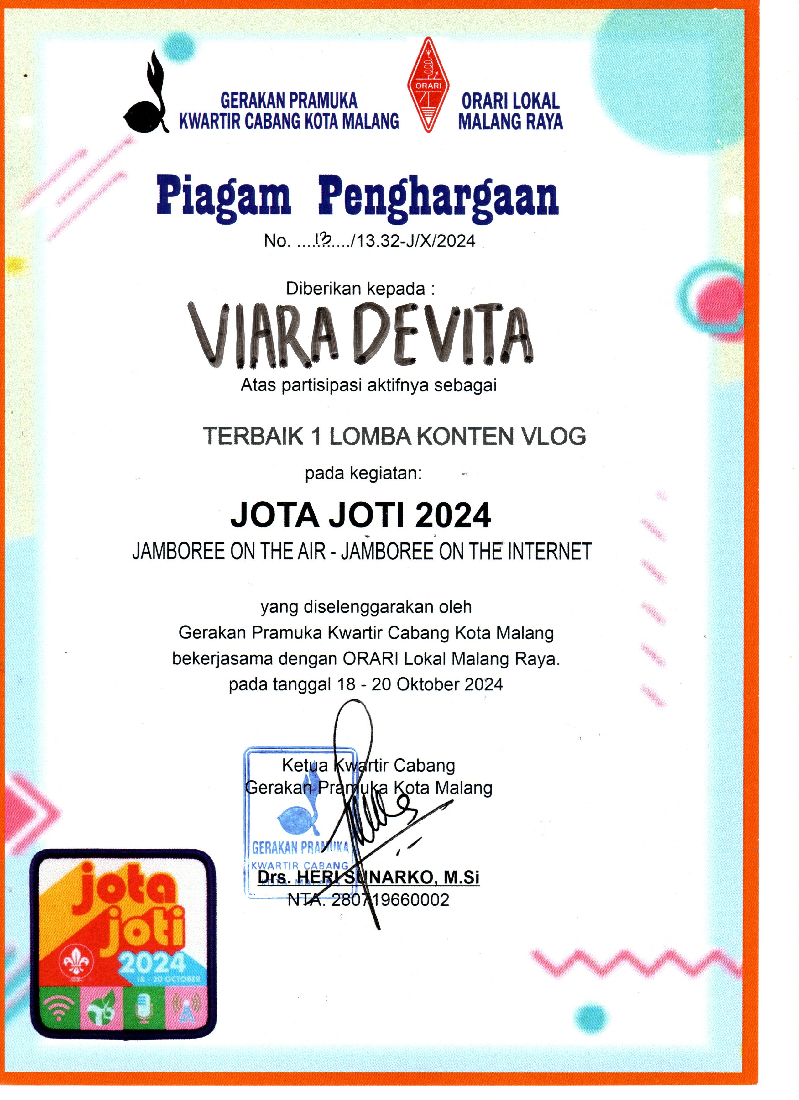 Lomba Konten Vlog dalam Jota Joti 2024 Jamboree On The Air-Jamboree On The Internet