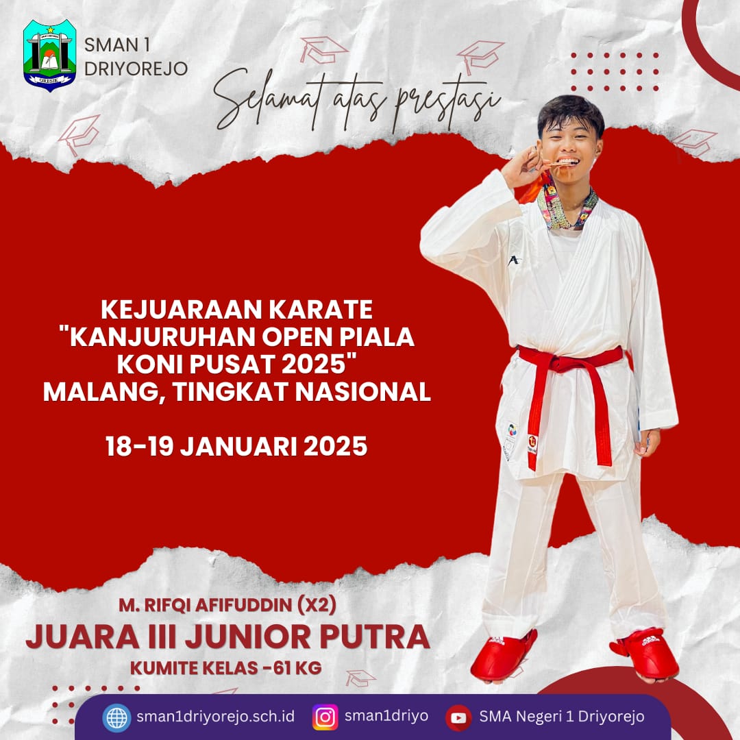 Juara III (Medali Perunggu), Kumite -61 Kg Junior Putra pada ”KEJUARAAN KARATE KANJURUHAN OPEN PIALA KONI PUSAT 2025, TINGKAT NASIONAL” Cabang Olahraga Karate