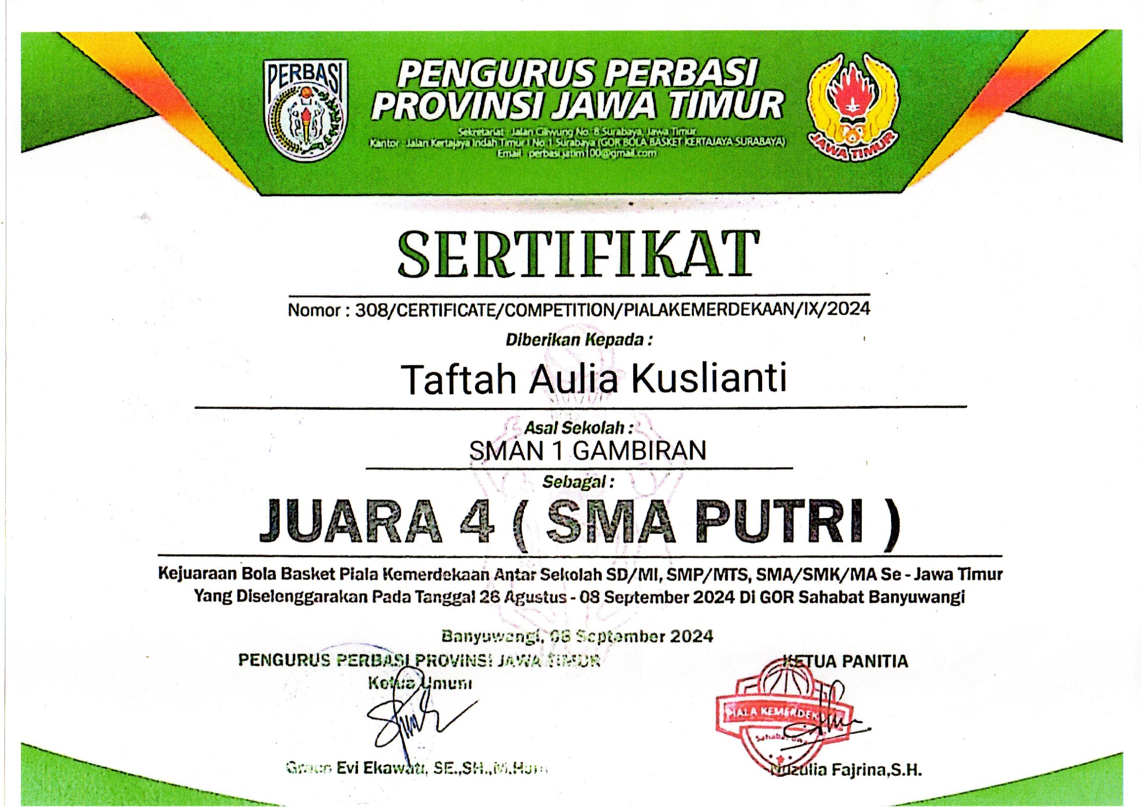 Piala Kemerdekaan Antar Sekolah Se- Jawa Timur