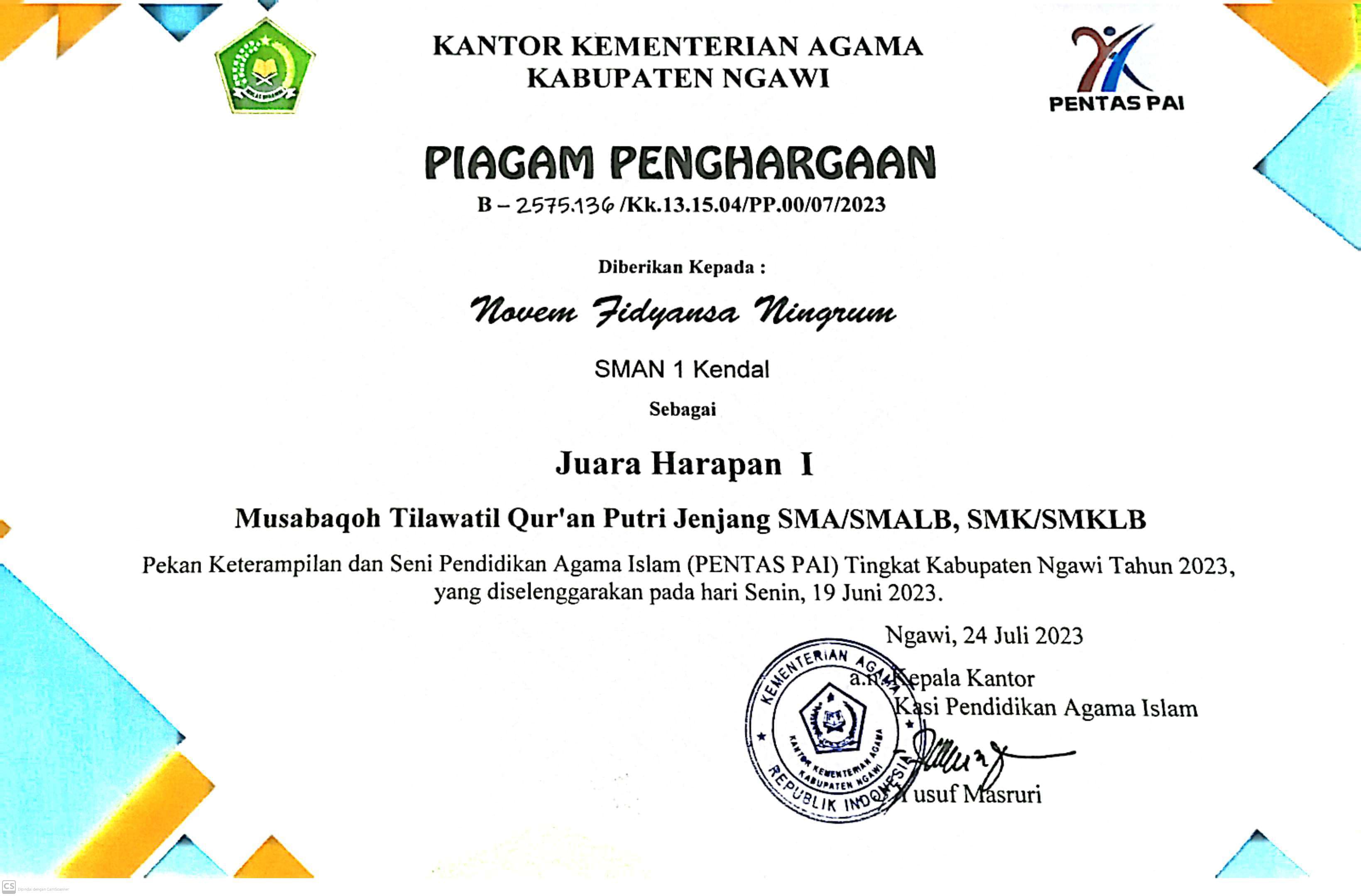 Musabaqoh Tilawatil Qur\'an Putri Jenjang SMA/SMALB,SMK/SMKLB