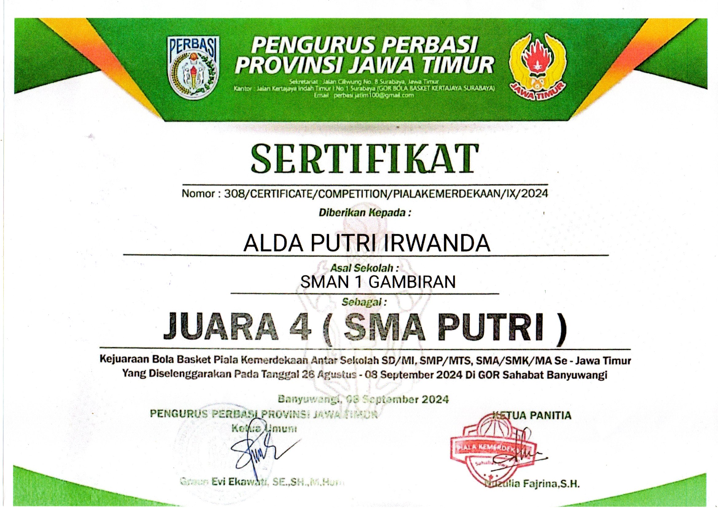 Piala Kemerdekaan Antar Sekolah Se- Jawa Timur