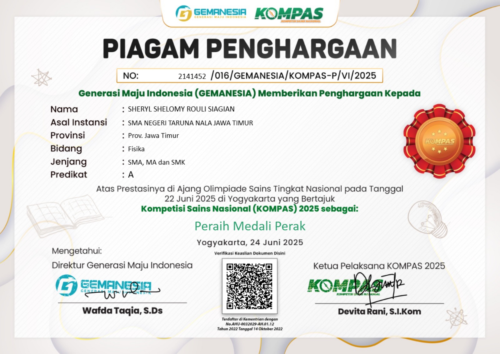 Kompetensi Sains Nasional (KOMPAS) 2025