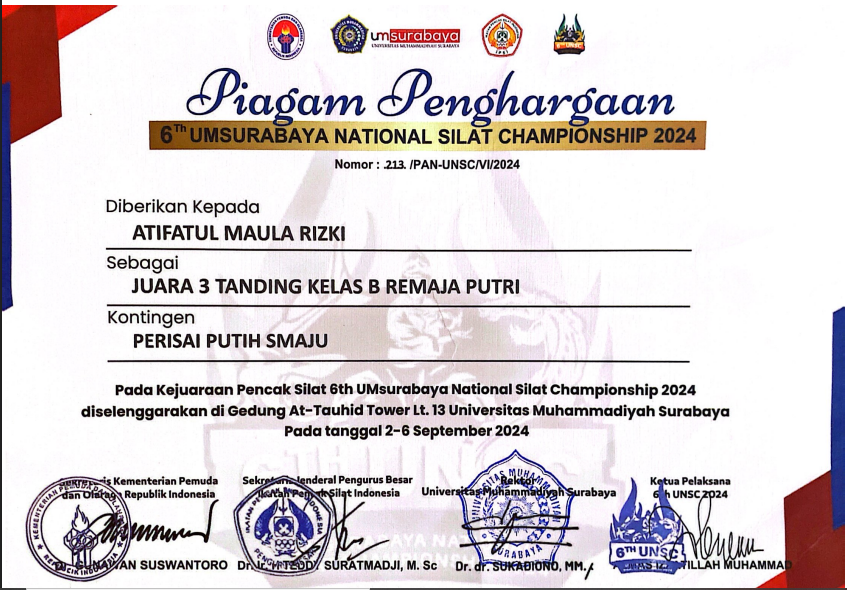 JUARA 3 TANDING KELAS B REMAJA PUTRI