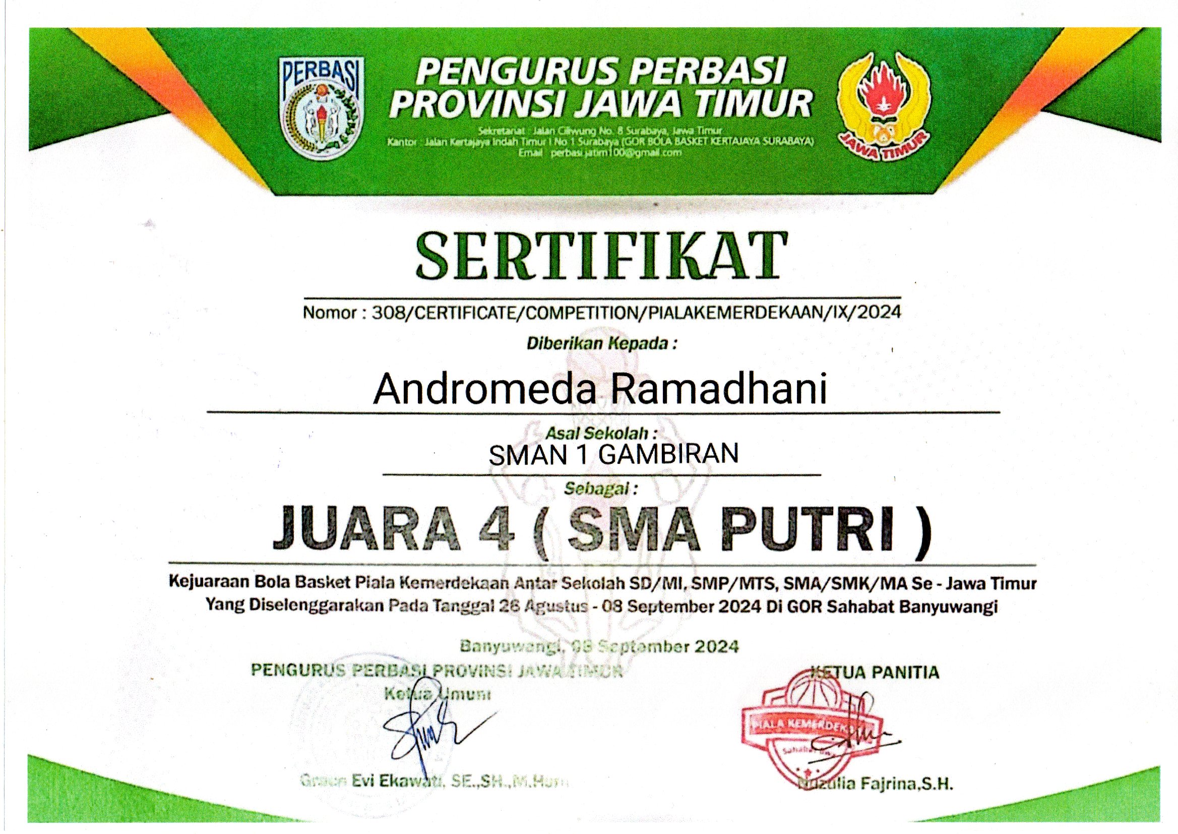 Piala Kemerdekaan Antar Sekolah Se- Jawa Timur