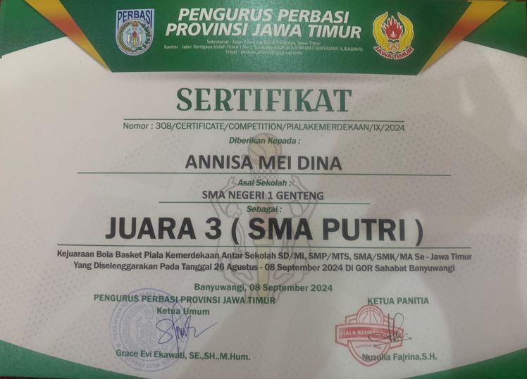JUARA 3 PIALA KEMERDEKAAN SE-JAWA TIMUR