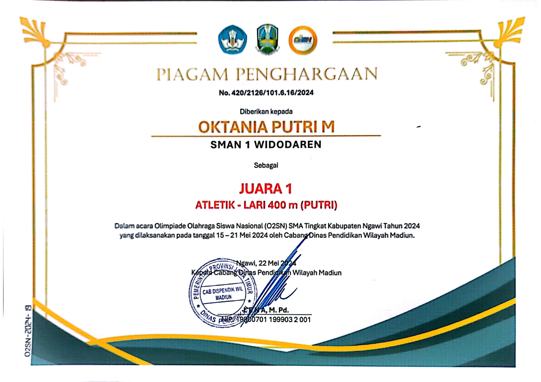 OLIMPIADE OLAHRAGA SISWA NASIONAL - ATLETIK LARI 400M PUTRI