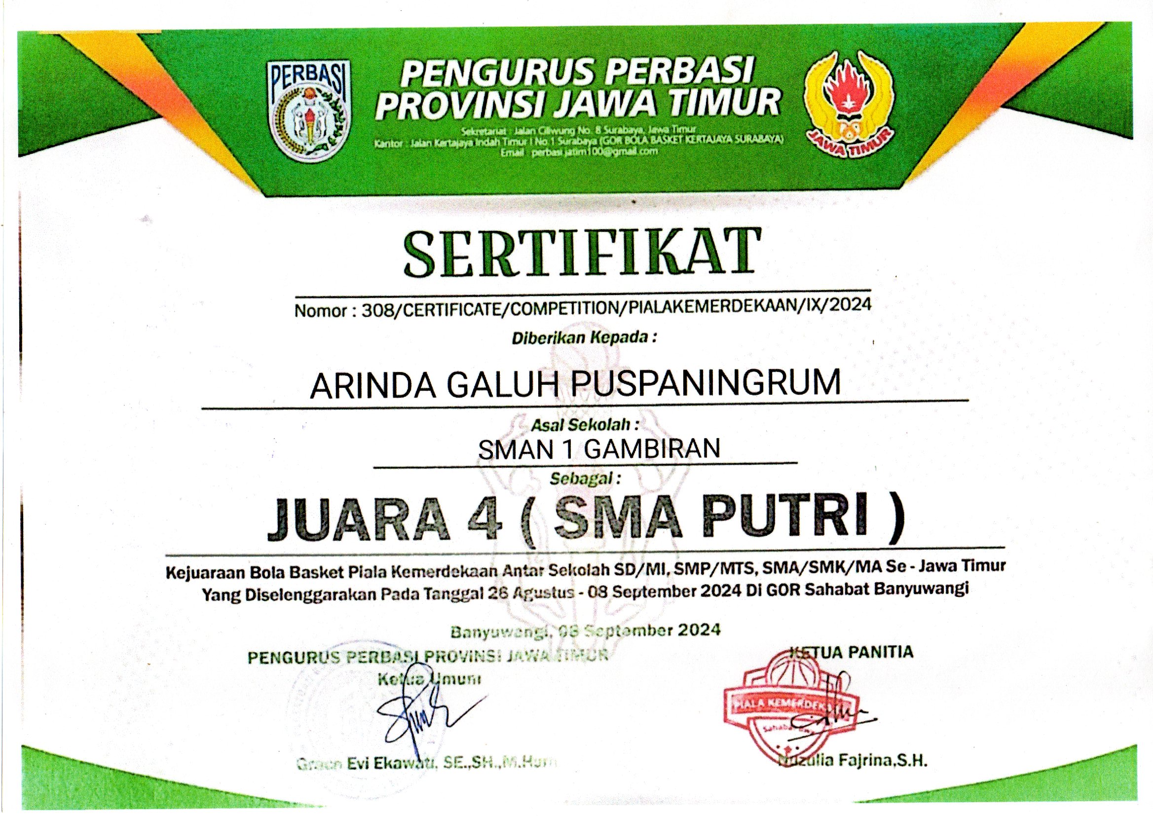 Piala Kemerdekaan Antar Sekolah Se- Jawa Timur