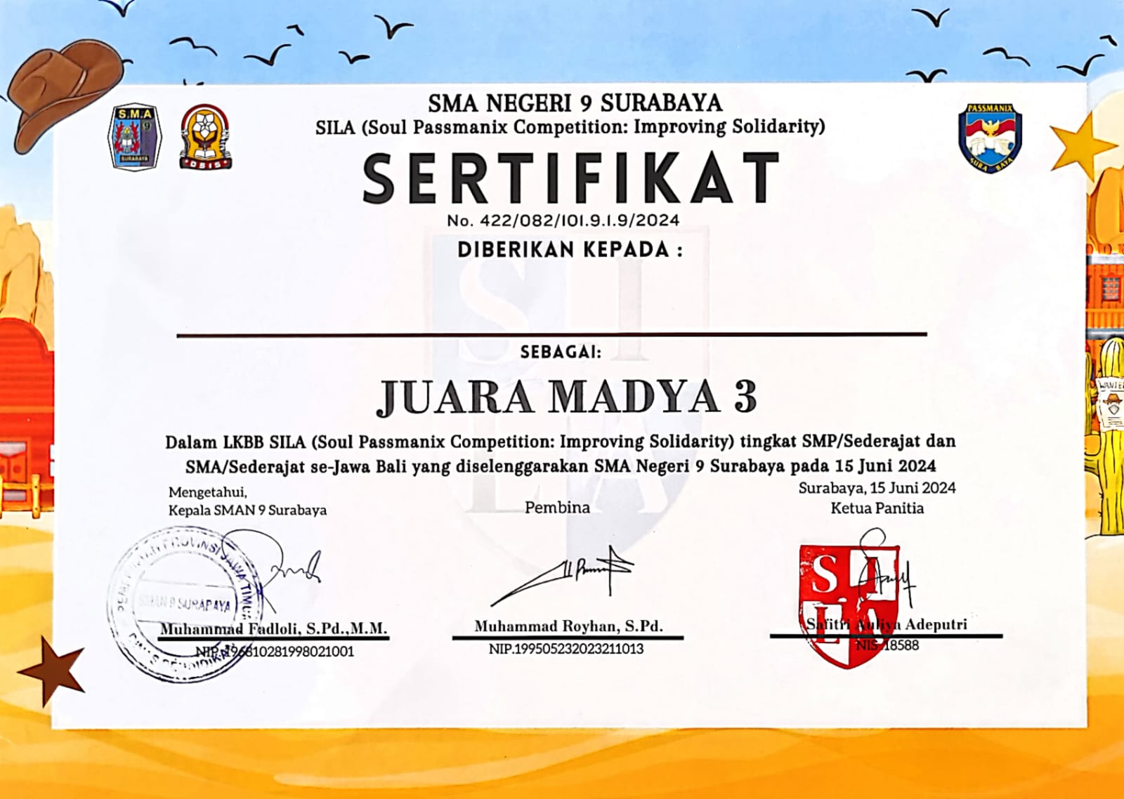 Juara MADYA III Dalam Kejuaraan LKBB SILA Season 15, Se-Jawa dan Bali 2024