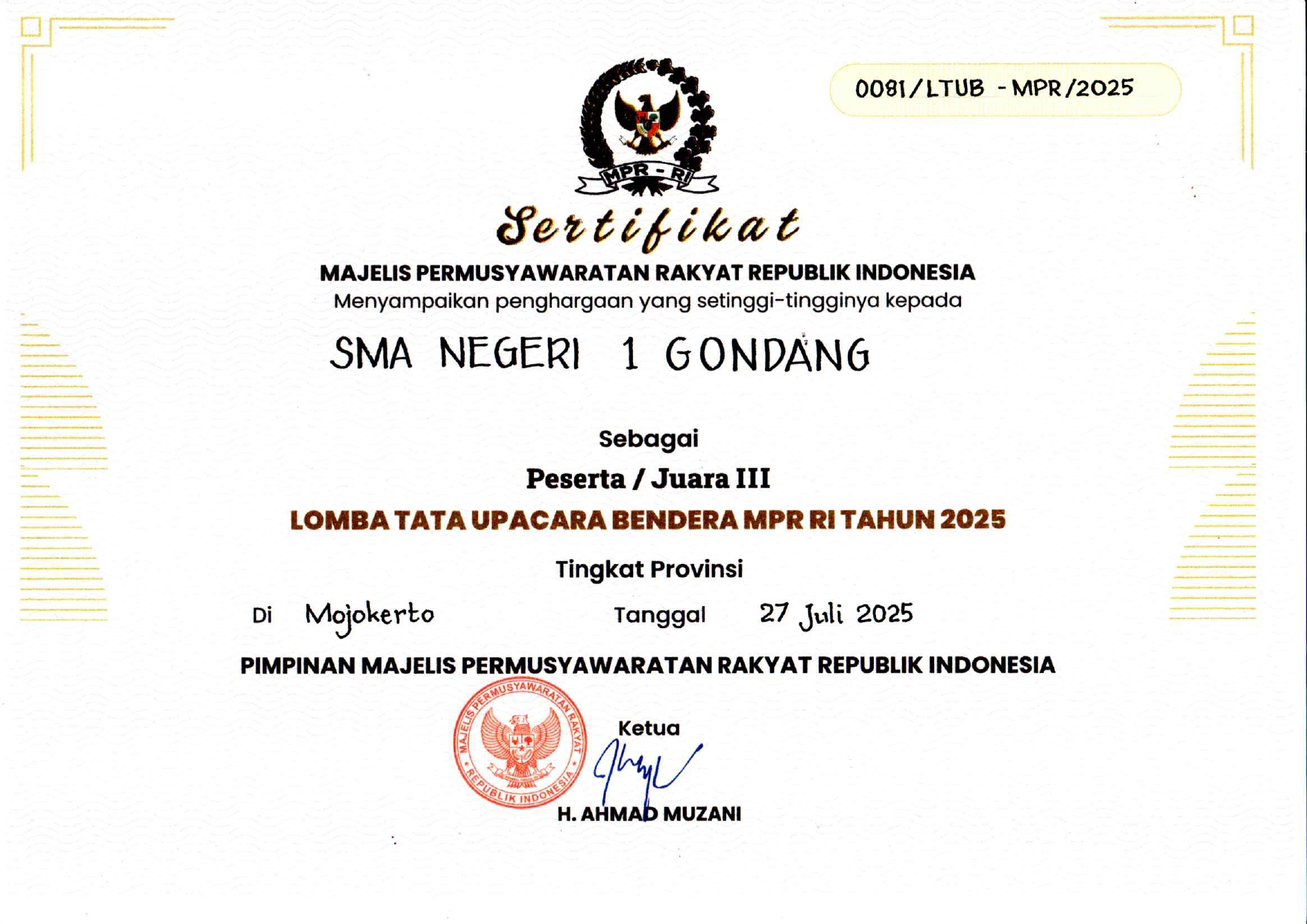 Lomba Tata Upacara Bendera MPR RI Tahun 2025