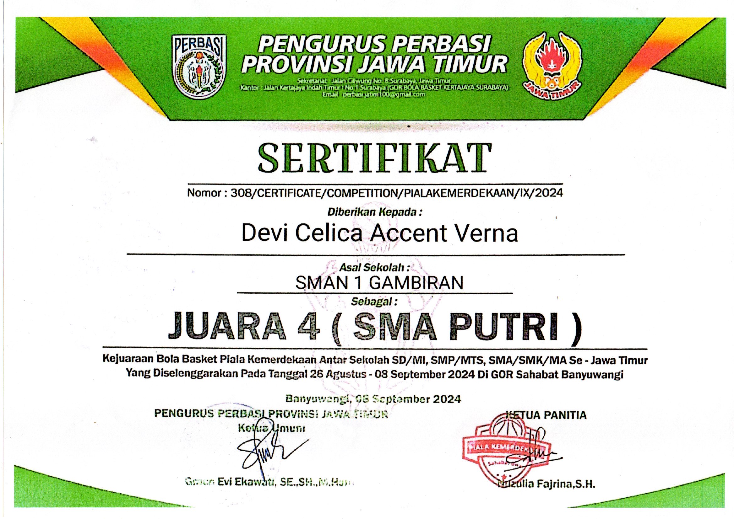 Piala Kemerdekaan Antar Sekolah Se- Jawa Timur