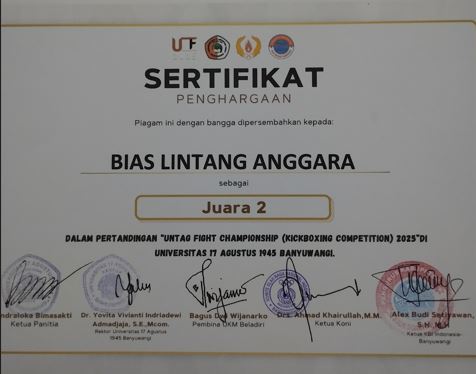 JUARA 2 SE JAWA BALI KICK BOXING UNTAG FIGHT CHAMPIONSHIP