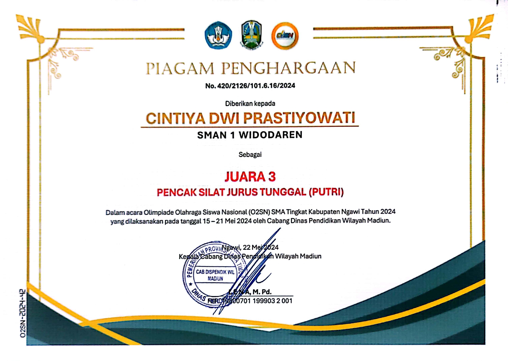 OLIMPIADE OLAHRAGA SISWA NASIONAL - PENCAK SILAT JURUS TUNGGAL PUTRI