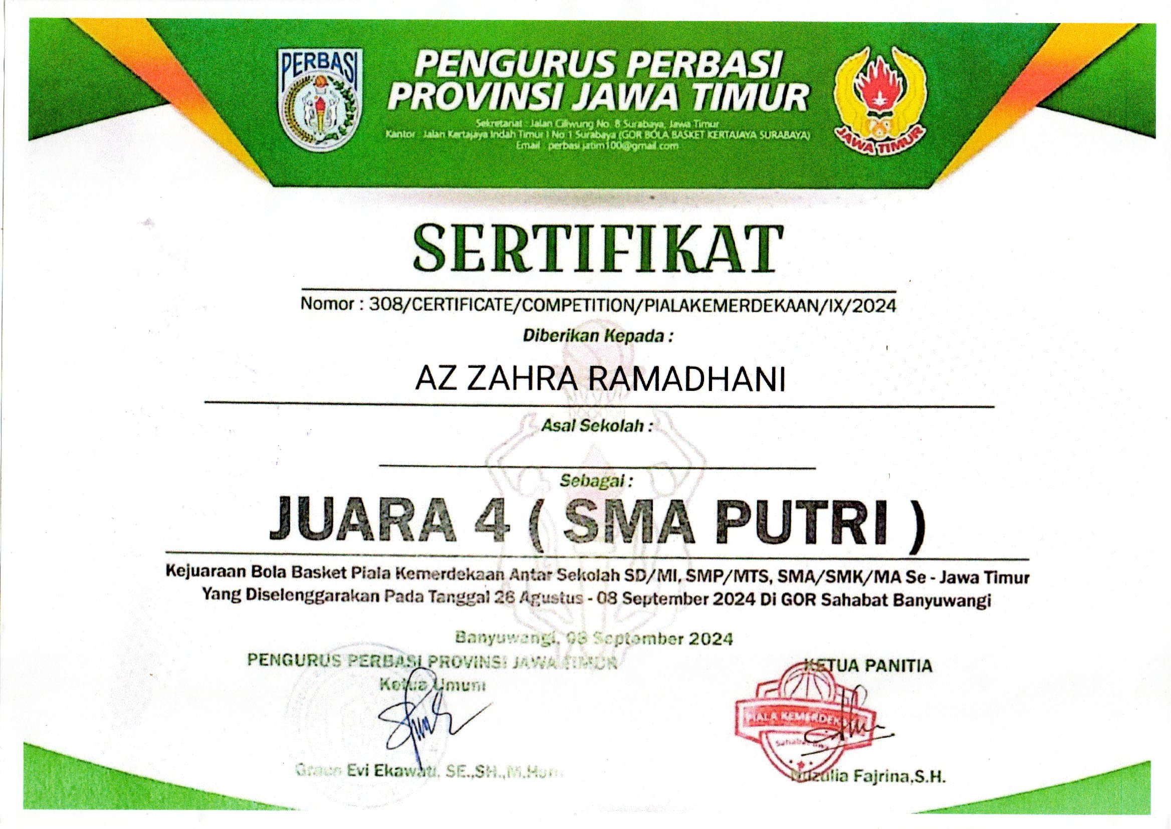 Piala Kemerdekaan Antar Sekolah Se- Jawa Timur