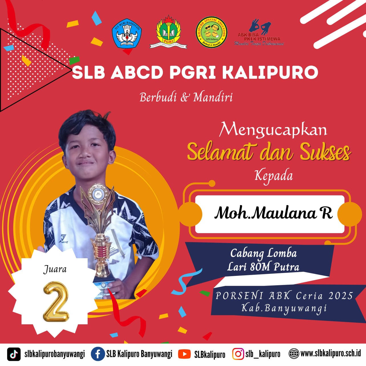 ABK CERIA KABUPATEN BANYUWANGI CABANG LOMBA LARI 80M PUTRA