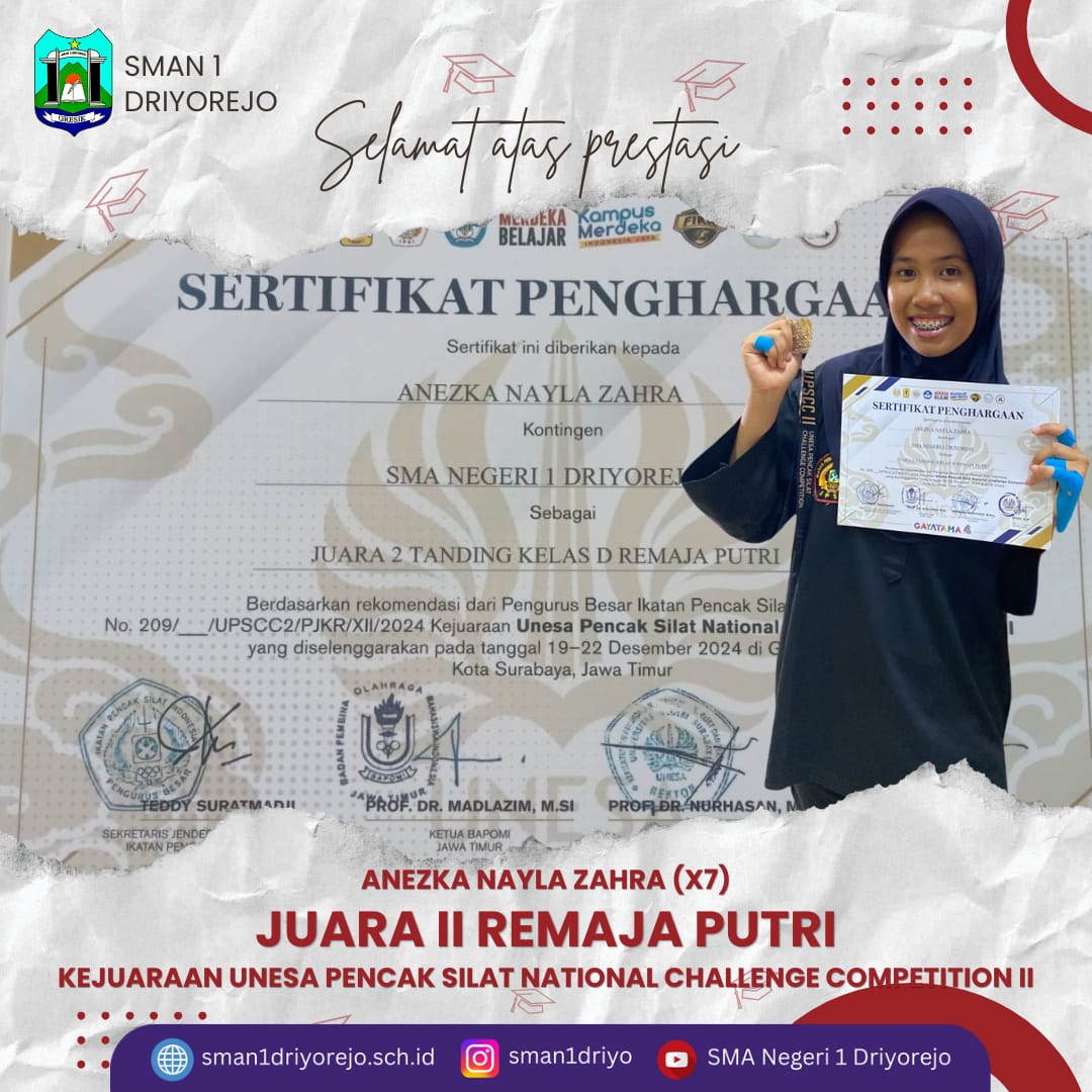 Juara II (Medal Perak) Tanding Kelas D Remaja Putri pada ”KEJUARAAN UNESA PENCAK SILAT NASIONAL 2024” Cabang Olahraga Pencak Silat