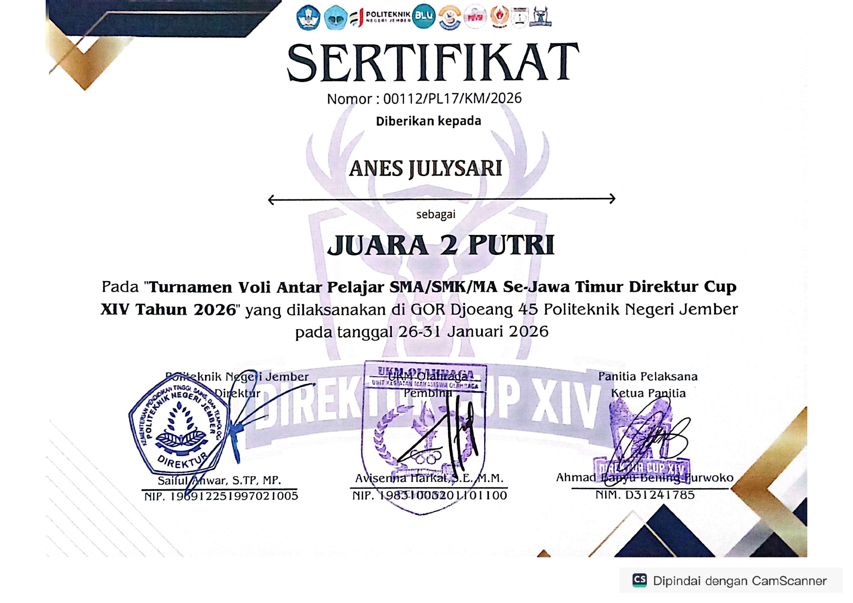 Turnamen Antar Pelajar SMA/SMK/MA Se- Jawa Timur Direktur Cup XIV Tahun 2026