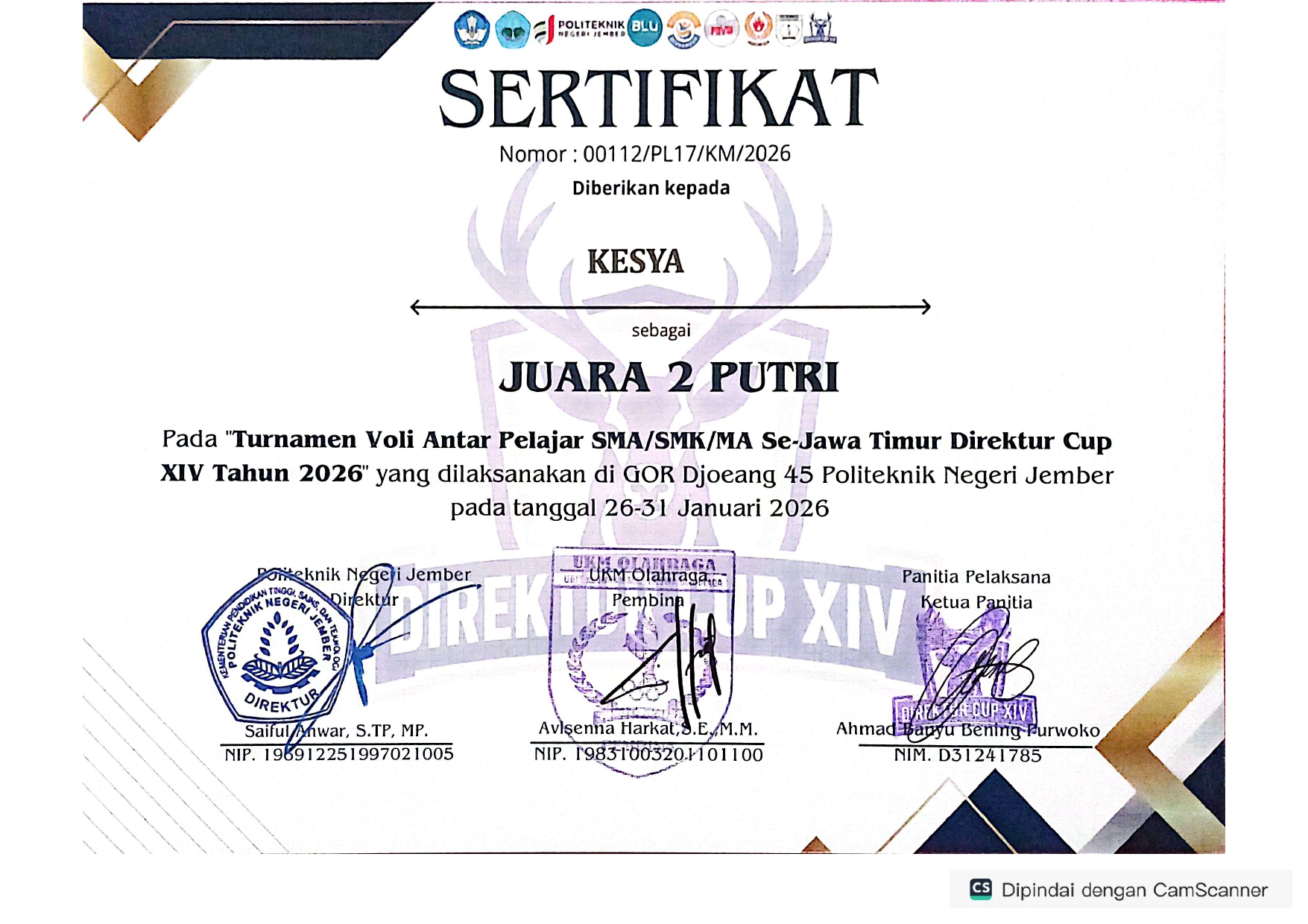 Turnamen Antar Pelajar SMA/SMK/MA Se- Jawa Timur Direktur Cup XIV Tahun 2026