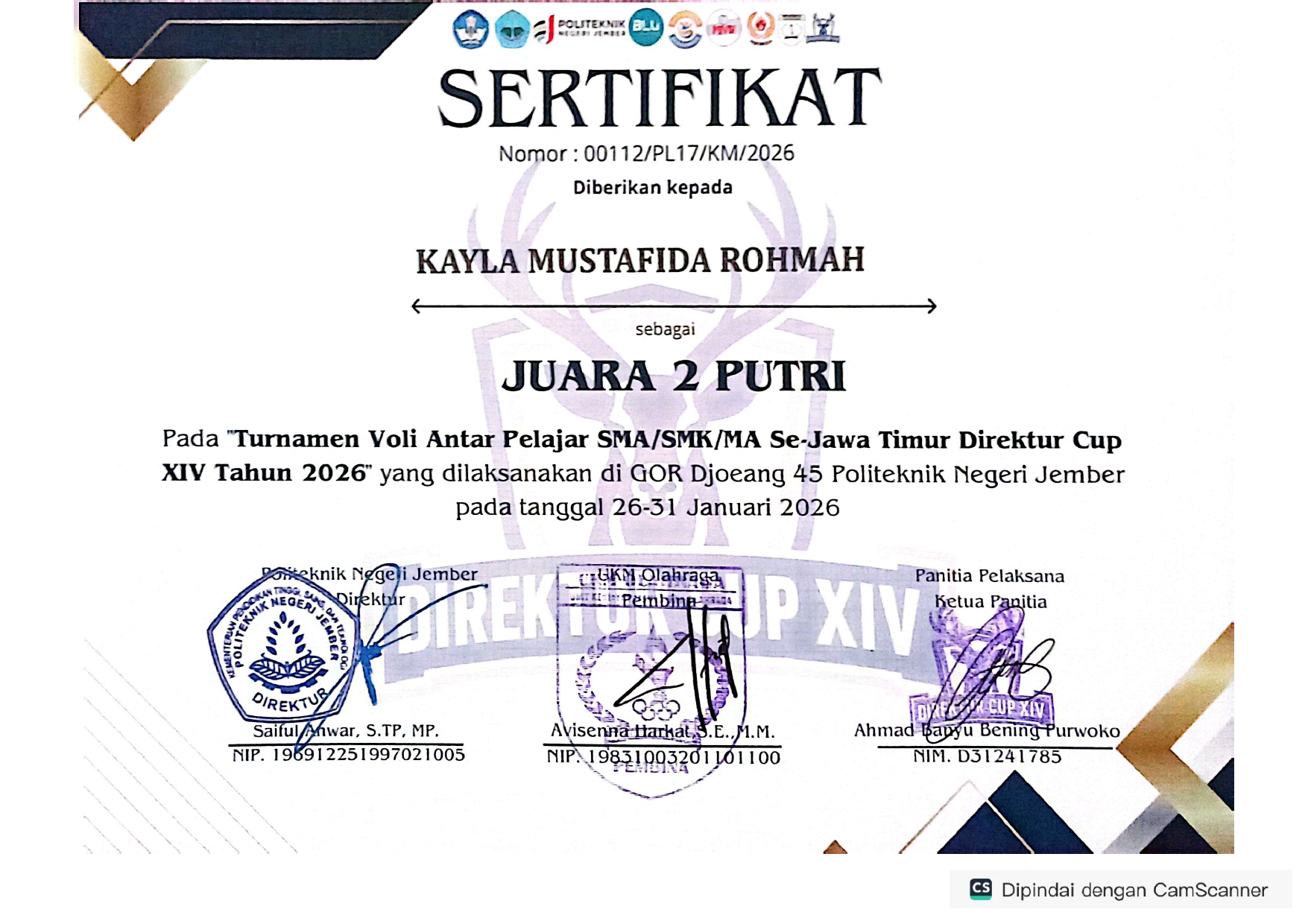 Turnamen Antar Pelajar SMA/SMK/MA Se- Jawa Timur Direktur Cup XIV Tahun 2026