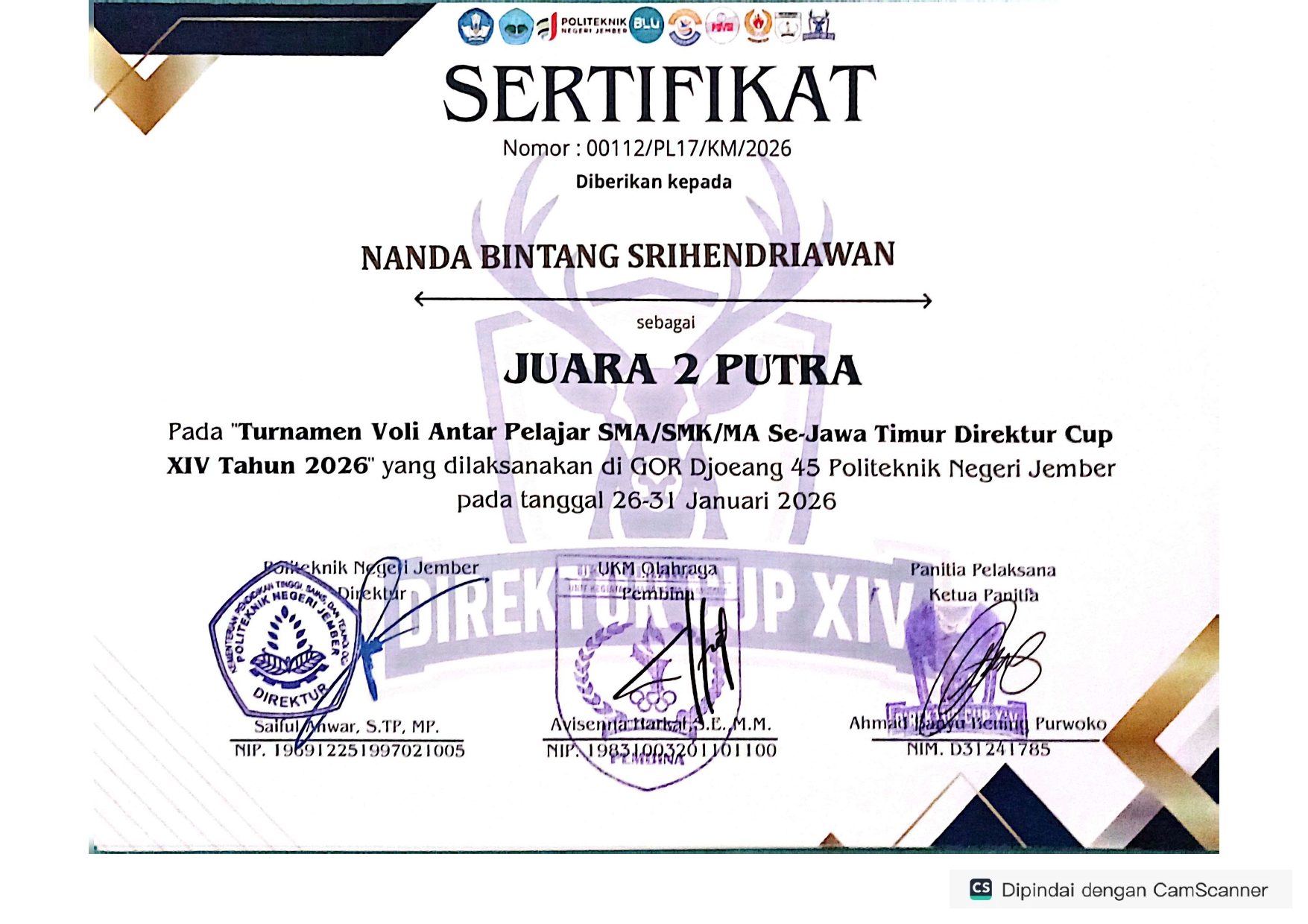 Turnamen Antar Pelajar SMA/SMK/MA Se- Jawa Timur Direktur Cup XIV Tahun 2026