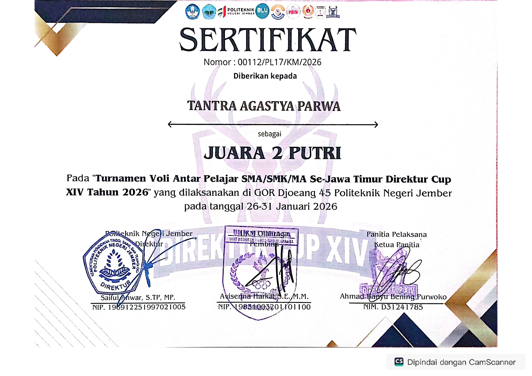 Turnamen Antar Pelajar SMA/SMK/MA Se- Jawa Timur Direktur Cup XIV Tahun 2026