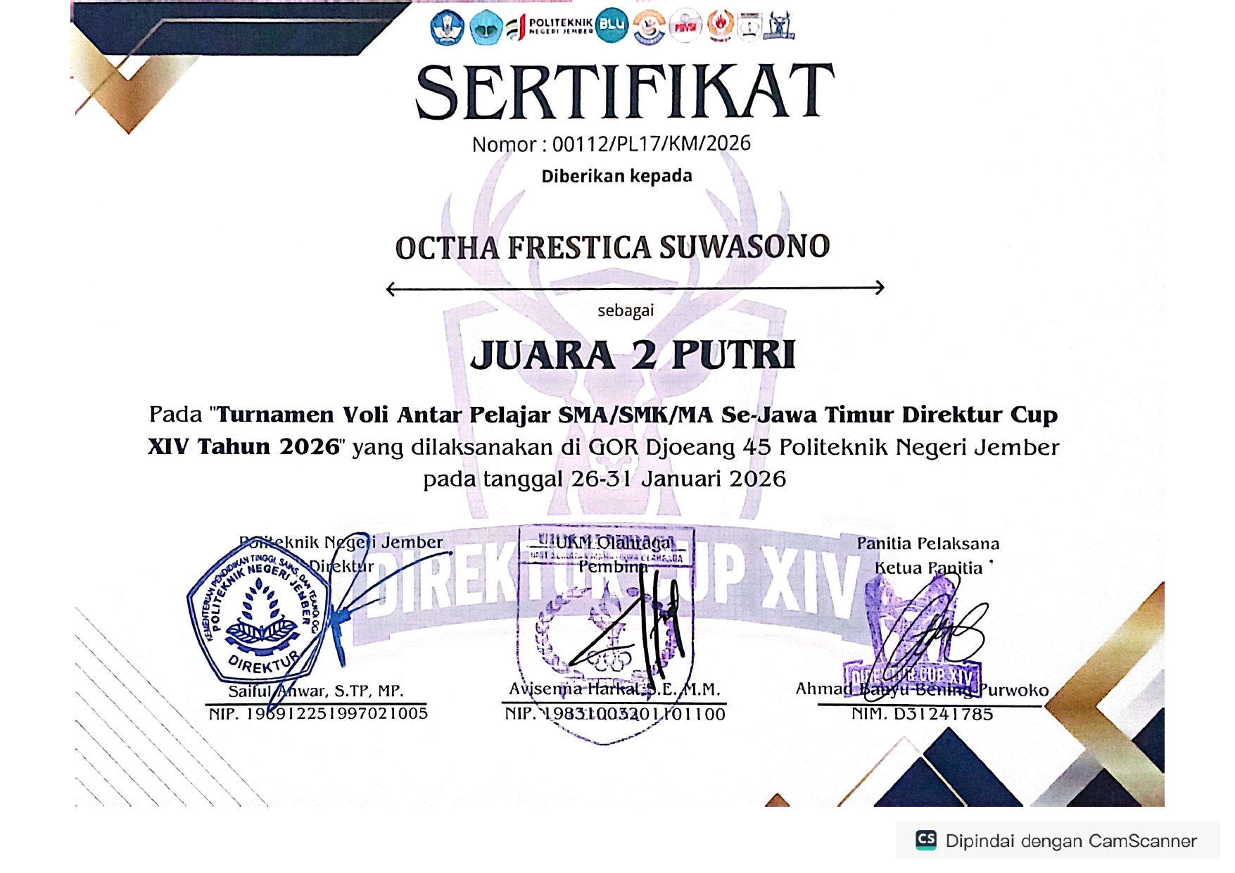 Turnamen Antar Pelajar SMA/SMK/MA Se- Jawa Timur Direktur Cup XIV Tahun 2026