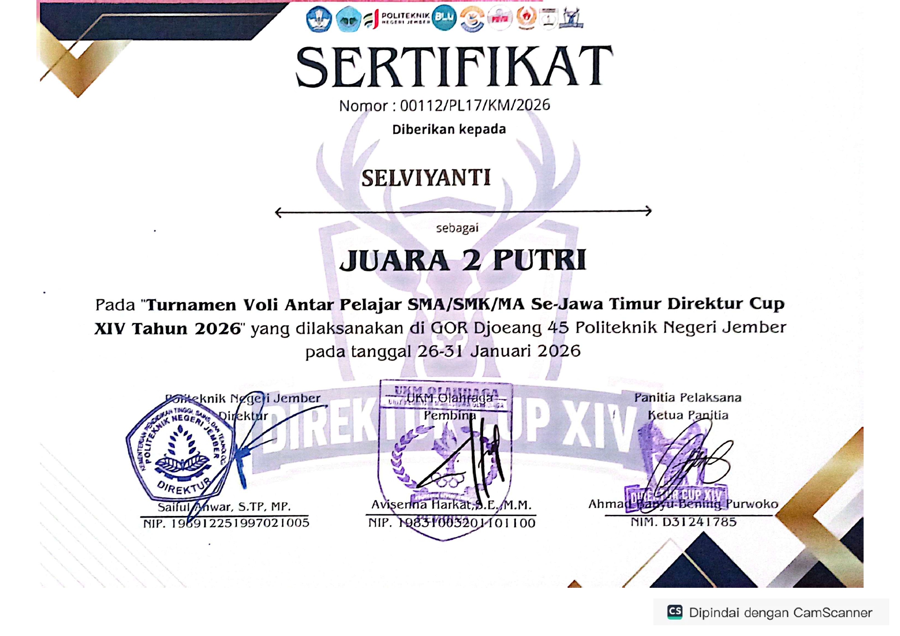 Turnamen Antar Pelajar SMA/SMK/MA Se- Jawa Timur Direktur Cup XIV Tahun 2026