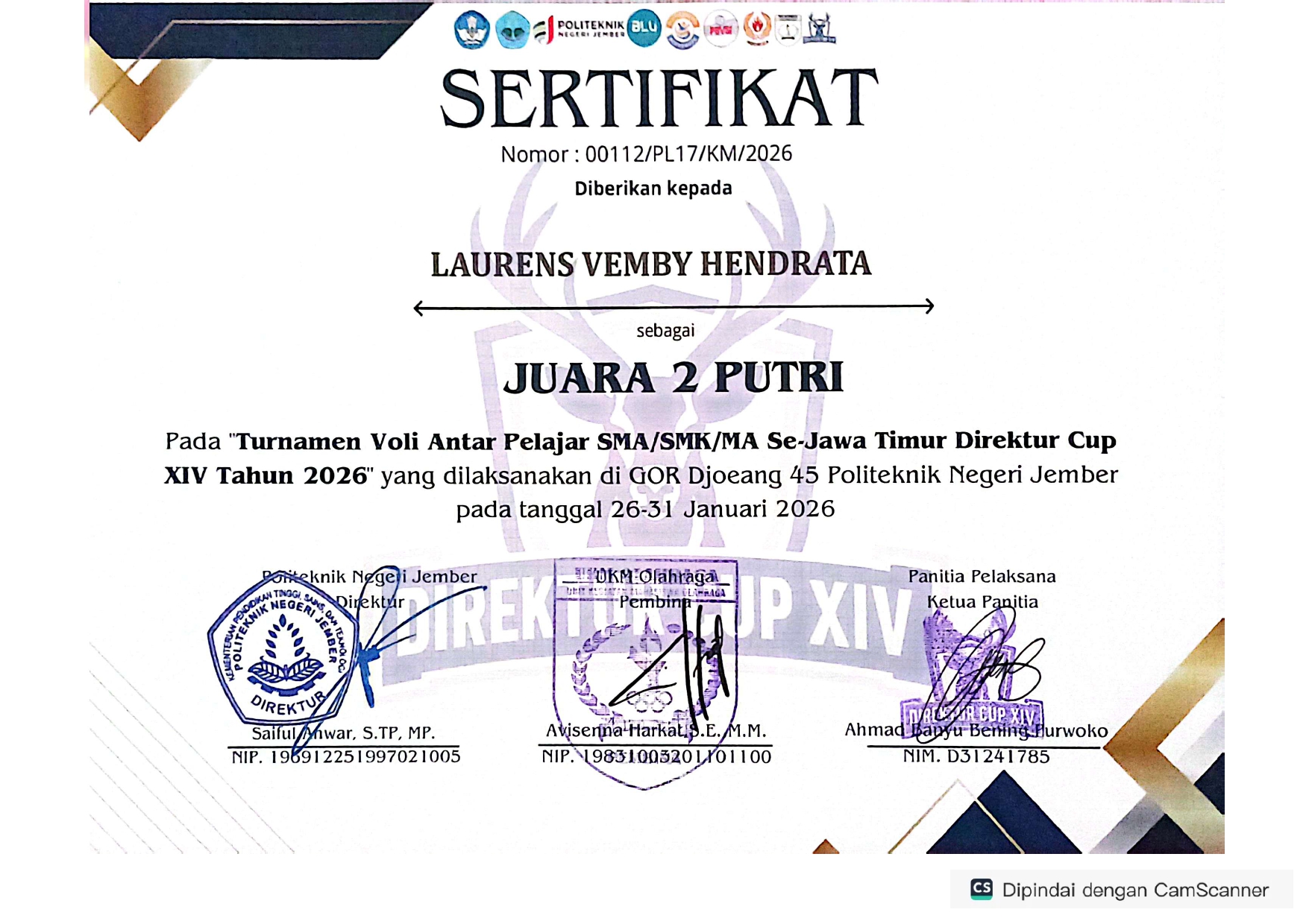 Turnamen Antar Pelajar SMA/SMK/MA Se- Jawa Timur Direktur Cup XIV Tahun 2026