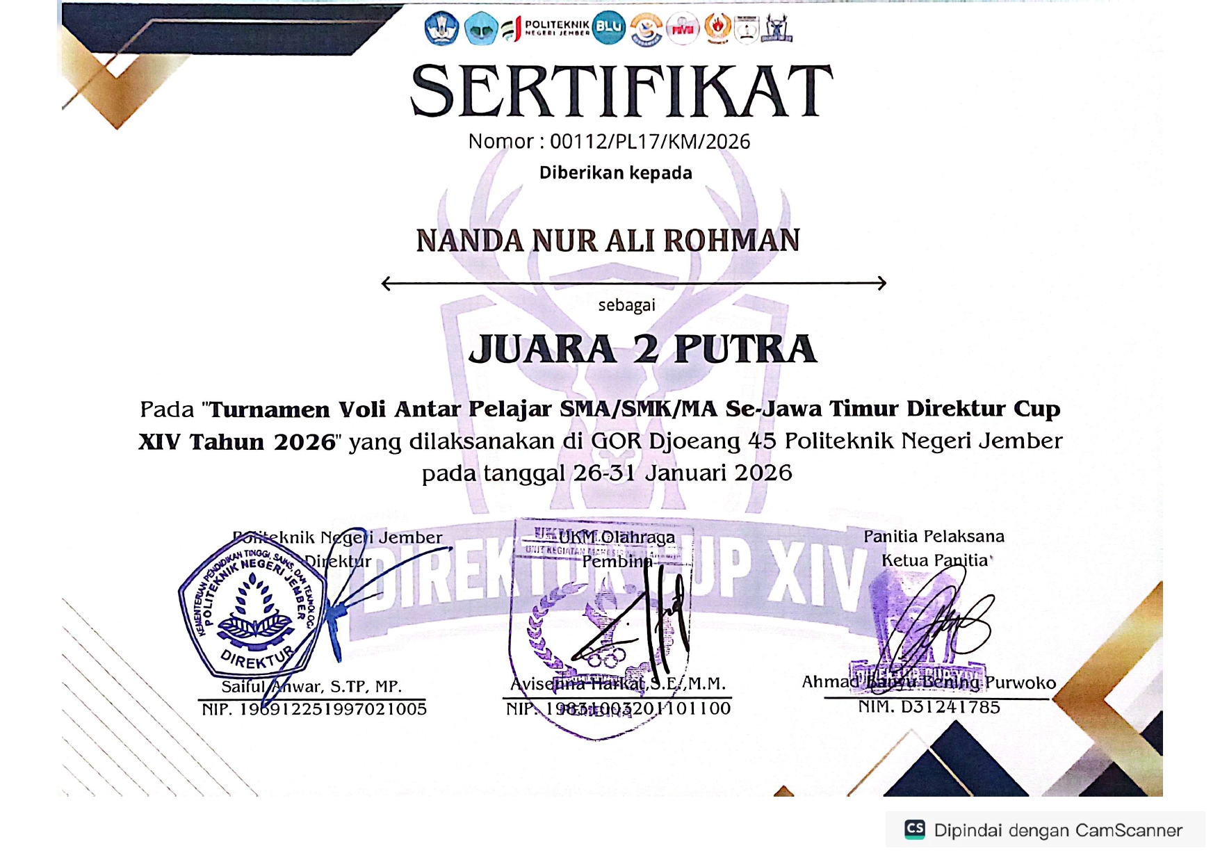 Turnamen Antar Pelajar SMA/SMK/MA Se- Jawa Timur Direktur Cup XIV Tahun 2026