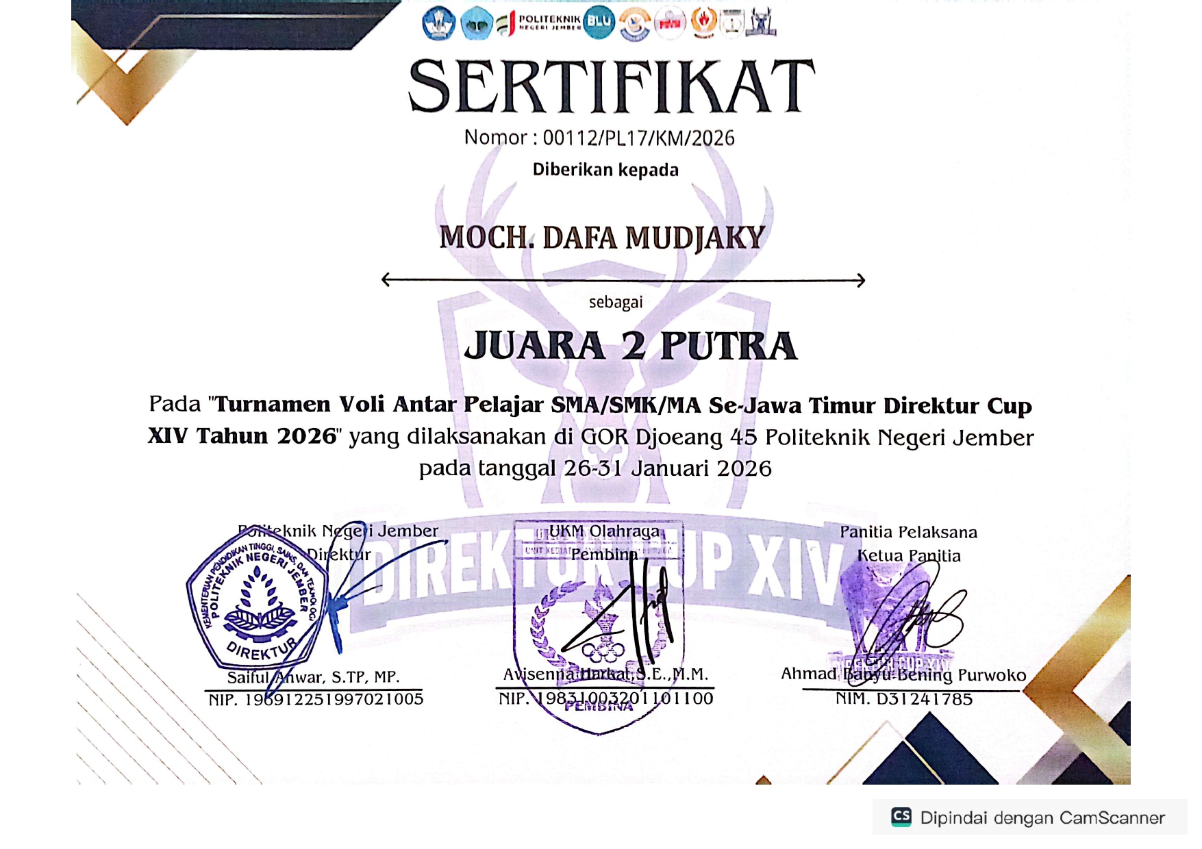 Turnamen Antar Pelajar SMA/SMK/MA Se- Jawa Timur Direktur Cup XIV Tahun 2026