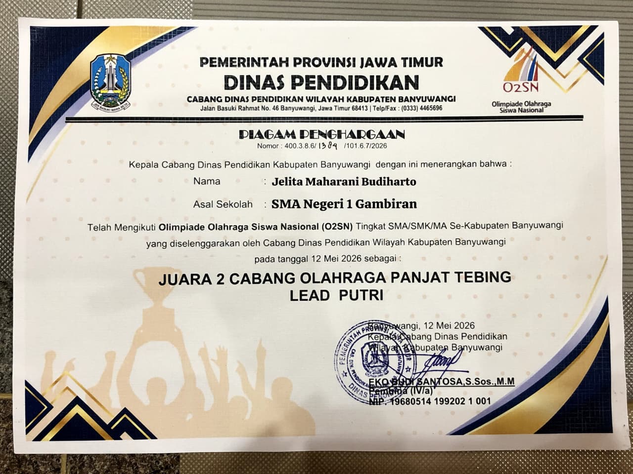 Olimpiade Olahraga Siswa Nasional (O2SN) Panjat Tebing Lead Putri