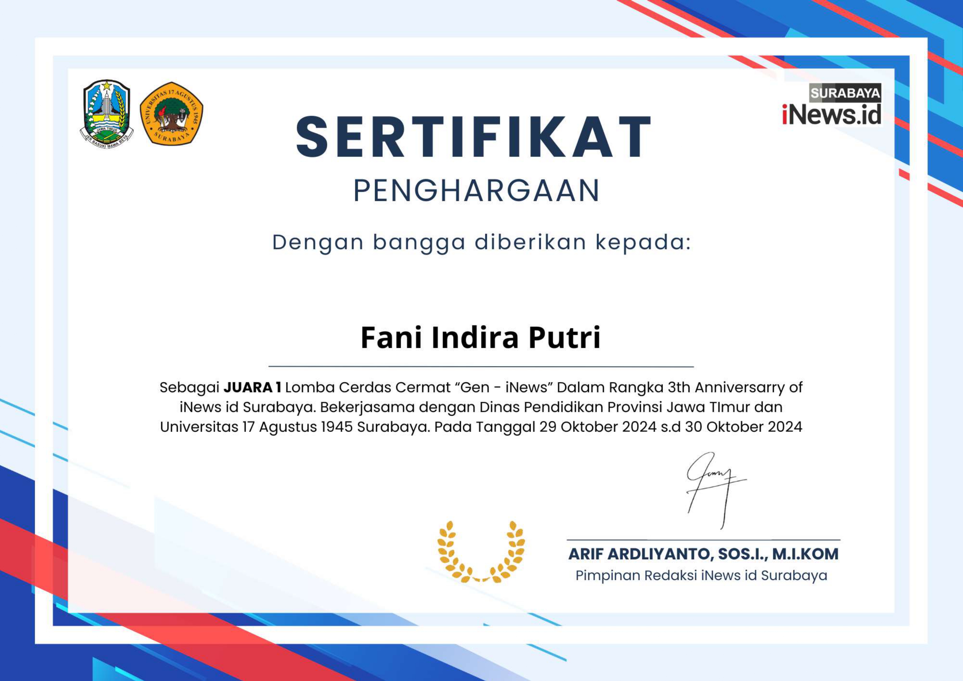 CERDAS CERMAT GEN I-NEWS 