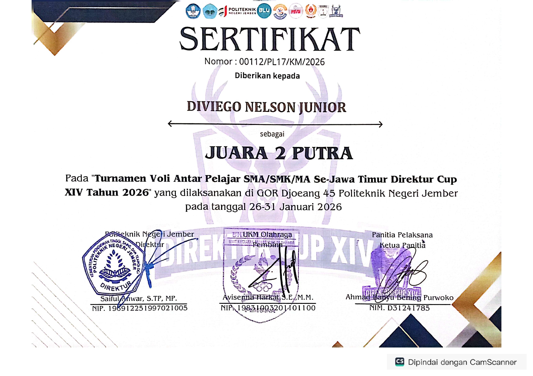 Turnamen Antar Pelajar SMA/SMK/MA Se- Jawa Timur Direktur Cup XIV Tahun 2026