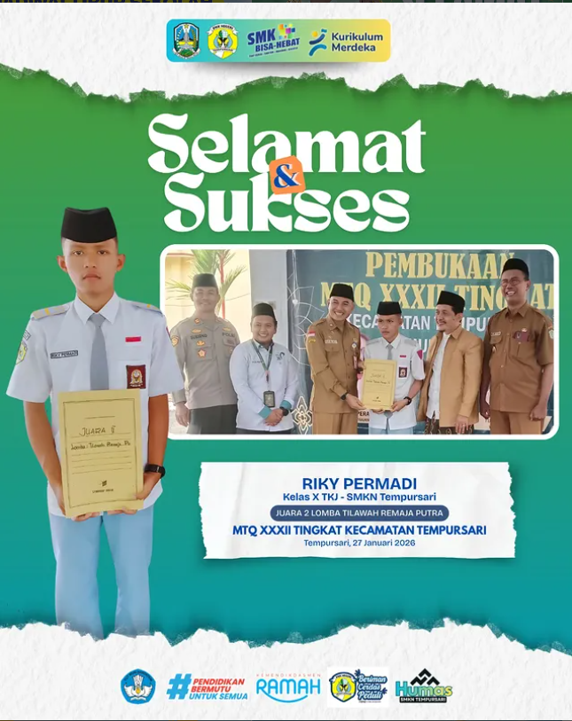 Juara 2 Lomba Tilawah Remaja Putra pada MTQ XXXII Tingkat Kecamatan Tempursari
