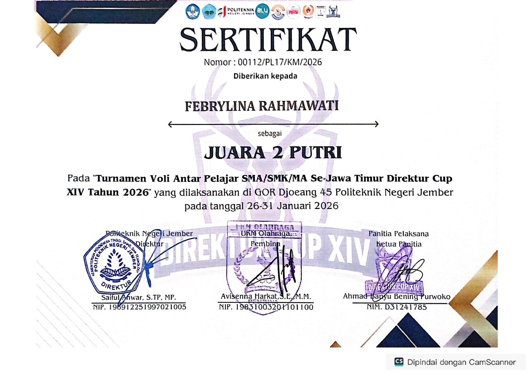 Turnamen Antar Pelajar SMA/SMK/MA Se- Jawa Timur Direktur Cup XIV Tahun 2026